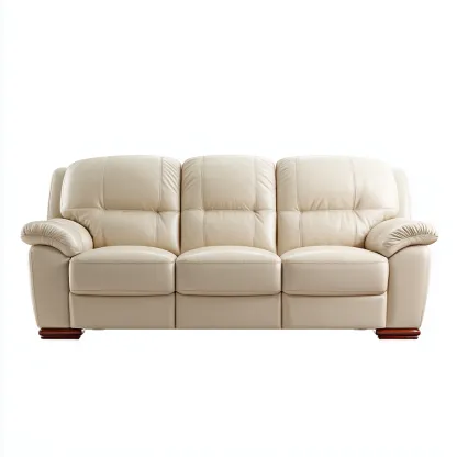 Canapé Droit Cuir 200x90x95 Cm - Beige - Adapté Pour Salon - Style Contemporain-Havengetnest