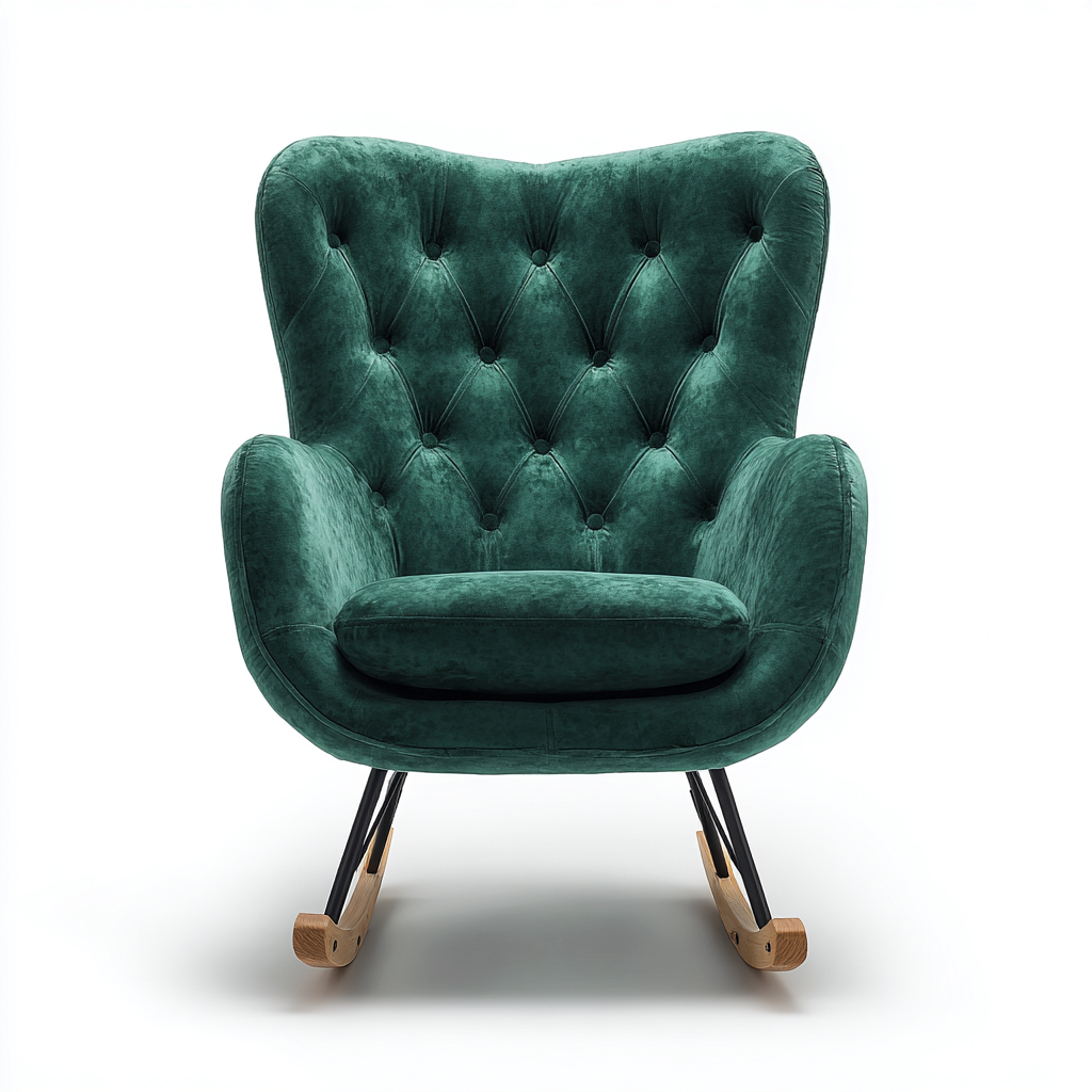 Fauteuil À Bascule Velours 80x86x98 Cm - Vert Émeraude - Adapté Pour Salon - Style Classique-Havengetnest