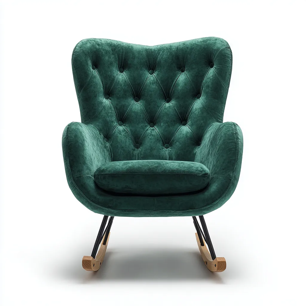Fauteuil À Bascule Velours 80x86x98 Cm - Vert Émeraude - Adapté Pour Salon - Style Classique-Havengetnest
