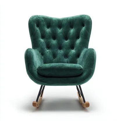 Fauteuil À Bascule Velours 80x86x98 Cm - Vert Émeraude - Adapté Pour Salon - Style Classique-Havengetnest