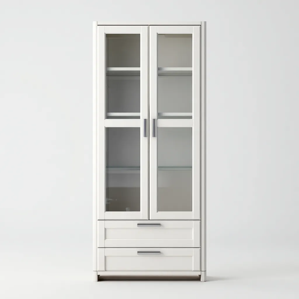 Meuble De Rangement De Cuisine Bois Mdf-Verre 85x40x185 Cm - Blanc - Adapté Pour Cuisine - Design Fonctionnel Moderne-Havengetnest