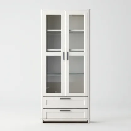 Meuble De Rangement De Cuisine Bois Mdf-Verre 85x40x185 Cm - Blanc - Adapté Pour Cuisine - Design Fonctionnel Moderne-Havengetnest