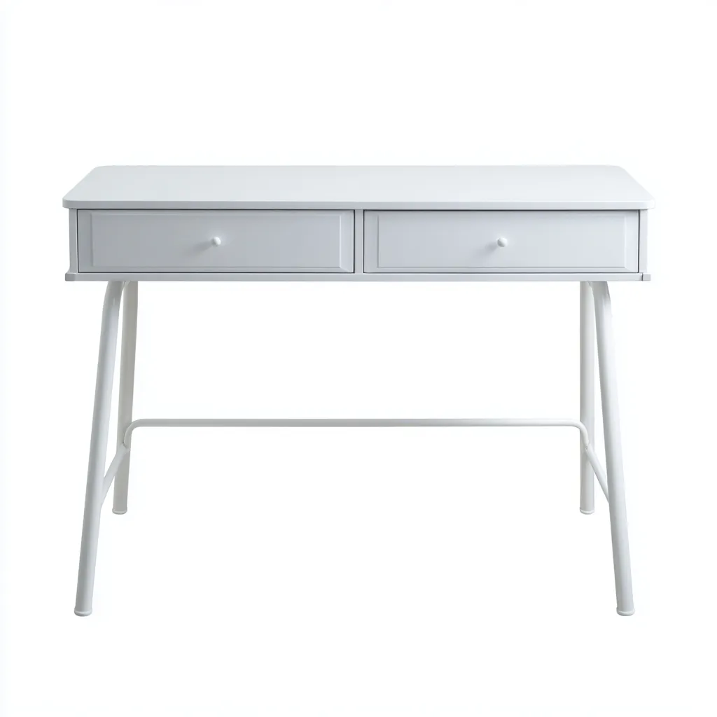 Bureau Métal Et Mdf 110X55X75 Cm - Blanc - Style Minimaliste-Havengetnest