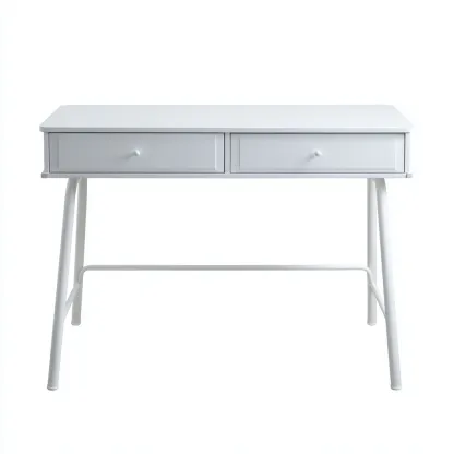 Bureau Métal Et Mdf 110X55X75 Cm - Blanc - Style Minimaliste-Havengetnest