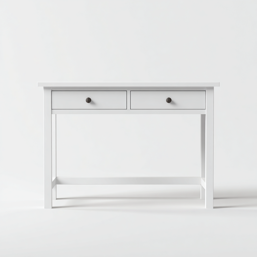 Bureau Bois Et Mdf 115X50X75 Cm - Blanc - Style Classique Moderne-Havengetnest