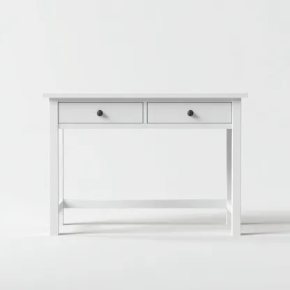 Bureau Bois Et Mdf 115X50X75 Cm - Blanc - Style Classique Moderne-Havengetnest