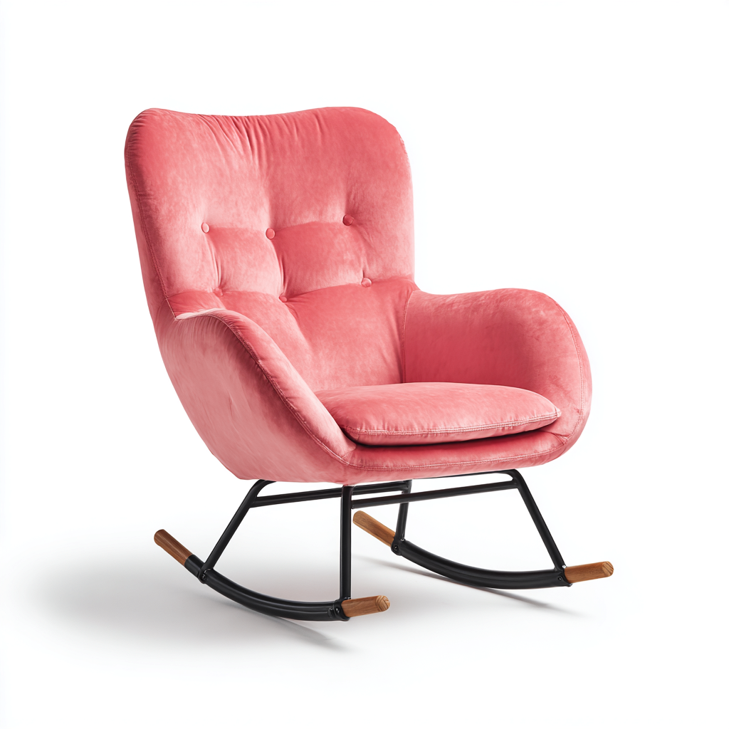 Fauteuil À Bascule Velours 78x85x95 Cm - Rose - Adapté Pour Salon - Style Moderne-Havengetnest