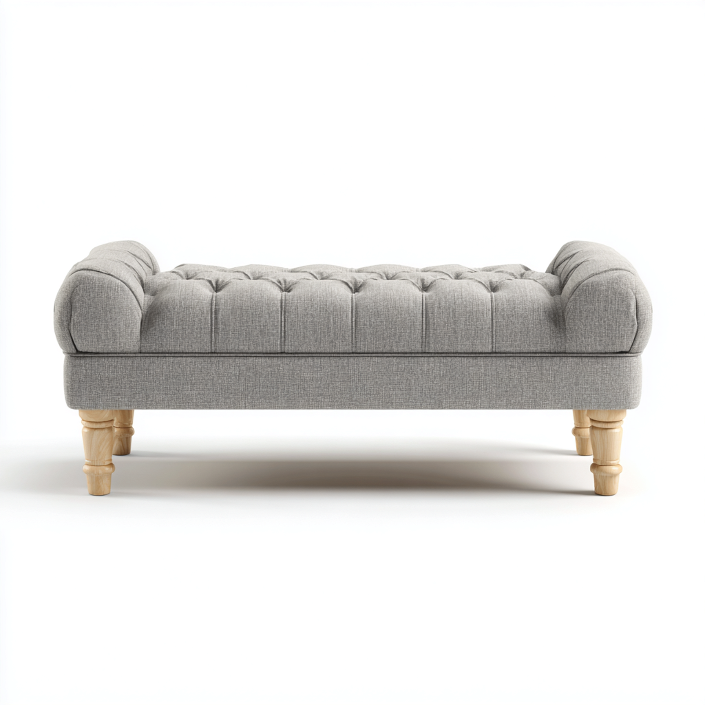 Banc D'Entrée-Tissu-110X45X50 Cm-Gris-Usage Entrée-Style Classique-Havengetnest