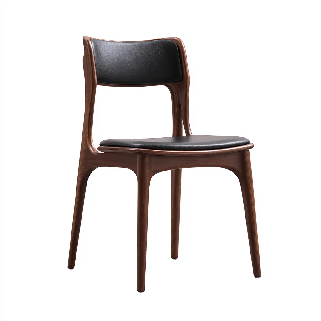 Chaise De Salle À Manger-Bois Et Simili Cuir-46X49X80 Cm-Noir-Noyer-Design Contemporain-Havengetnest