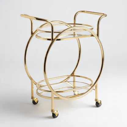 Dessertes Et Chariots Métal Doré Et Verre 70x45x85 Cm - Doré-Transparent - Adaptée Pour Salon - Design Moderne-Havengetnest