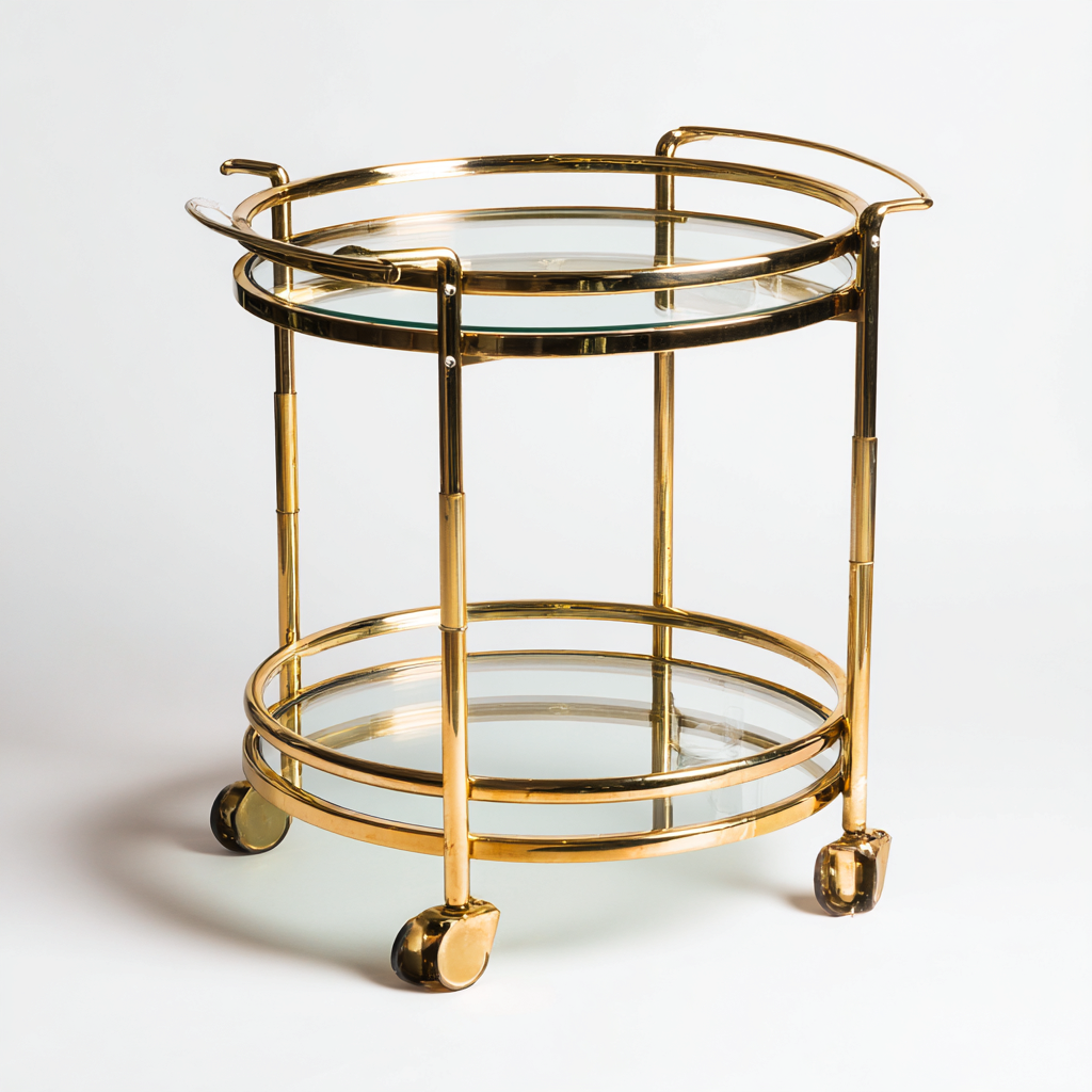 Dessertes Et Chariots Métal Doré Et Verre 55x55x78 Cm - Doré-Transparent - Adaptée Pour Salon - Design Moderne-Havengetnest