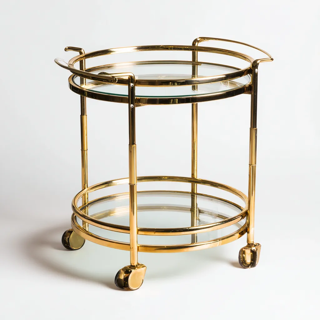 Dessertes Et Chariots Métal Doré Et Verre 55x55x78 Cm - Doré-Transparent - Adaptée Pour Salon - Design Moderne-Havengetnest