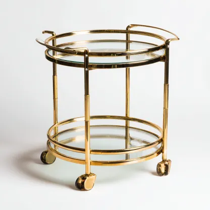 Dessertes Et Chariots Métal Doré Et Verre 55x55x78 Cm - Doré-Transparent - Adaptée Pour Salon - Design Moderne-Havengetnest