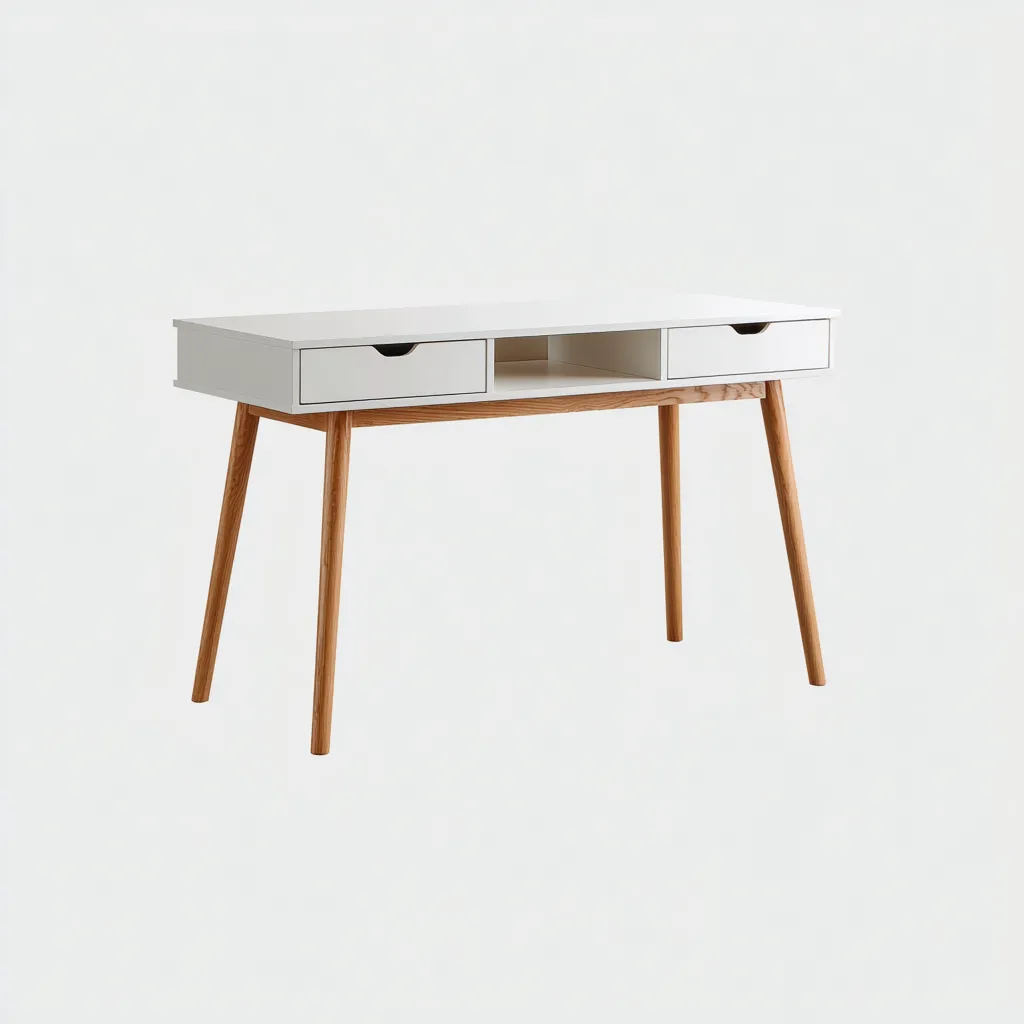 Bureau Bois Et Blanc 120x55x76 Cm-Bois Naturel-Blanc-Design Scandinave-Pour Bureau-Havengetnest
