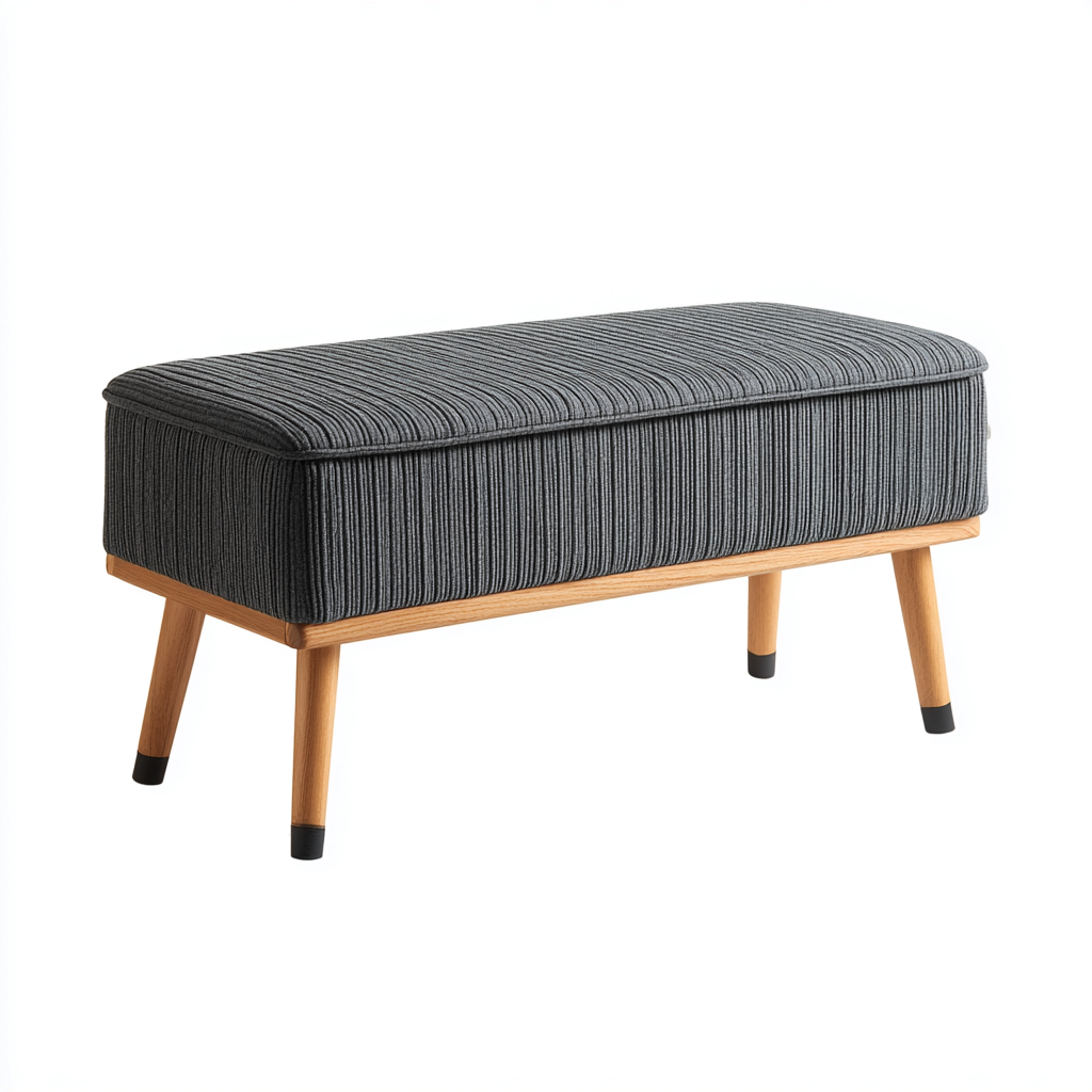 Banc D'Entrée-Tissu-Bois-85X35X45 Cm-Gris-Usage Entrée-Design Moderne-Havengetnest