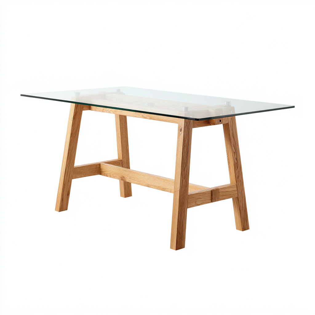 Table À Manger En Verre Et Bois 150x80x75 Cm - Transparent-Bois - Design Moderne - Pour Salle À Manger-Havengetnest