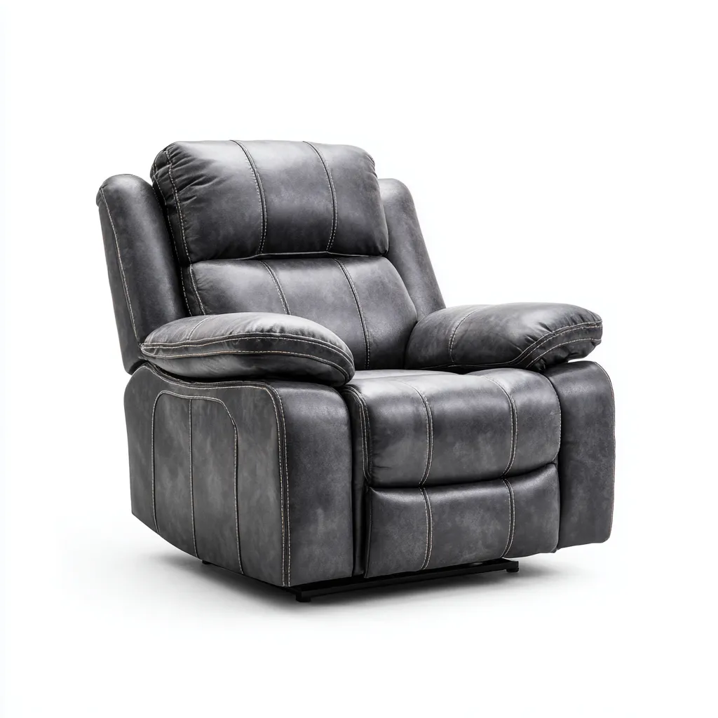 Fauteuil Relax Cuir 100x95x105 Cm - Gris - Adapté Pour Salon - Design Moderne-Havengetnest