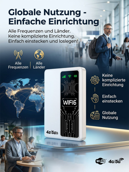 ✨ Lebenslang 0 € Grundgebühr | ✨ Keine SIM-Karte erforderlich | ✨ AI-Satellitensignal | ✨ 2-in-1 WLAN-Ladegerät — Tragbares mobiles WLAN