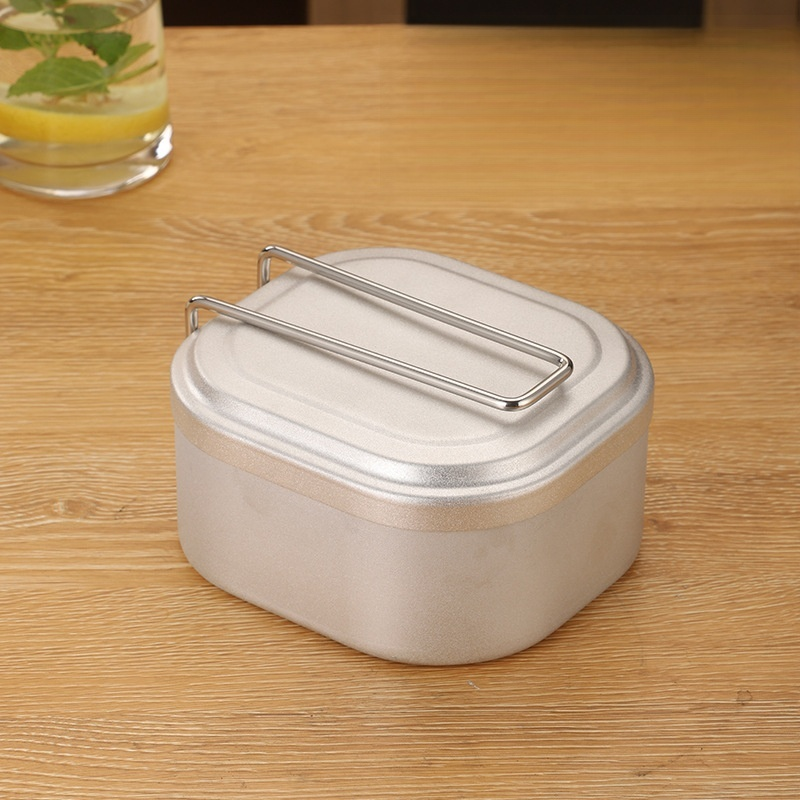 Quadratische Aluminium-Brotdose mit Griff