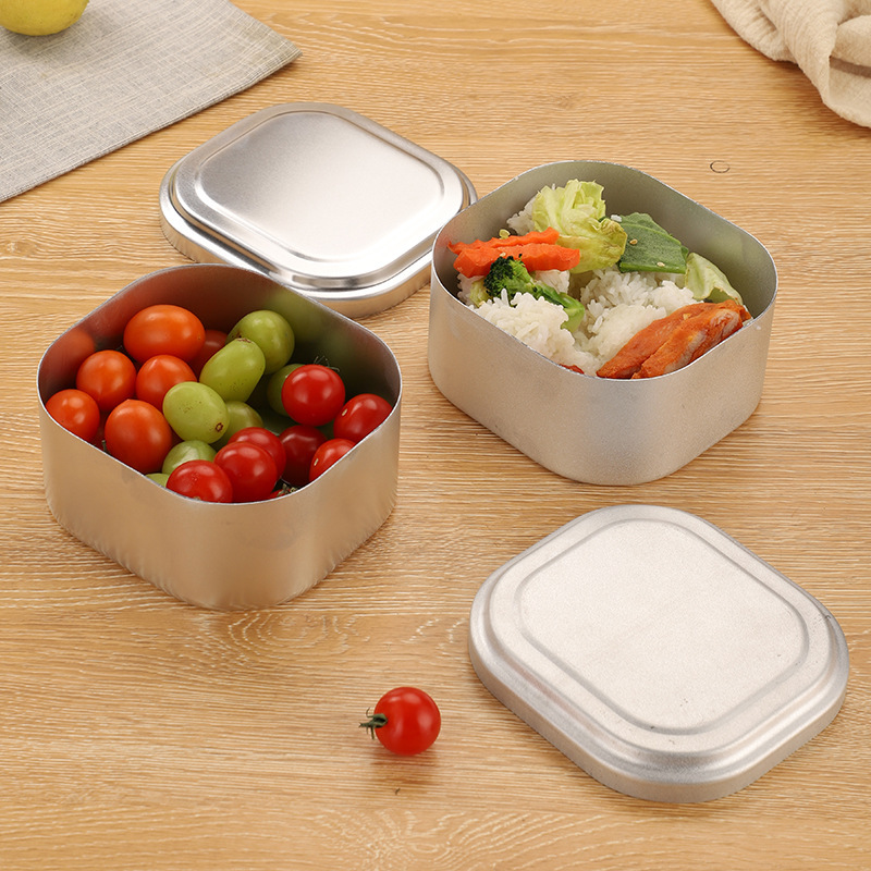 Quadratische Aluminium-Brotdose mit Griff