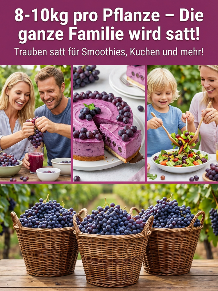 【💯 EDie Perle des Rheingaus! 💯】Ernte im Juli&Wunder-Rebe 🍇 10kg Ertrag pro Stock. 90 Tage Anwachsgarantie.