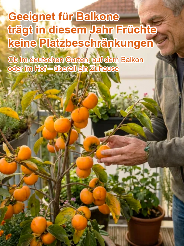 🌳Jetzt pflanzen, im Oktober ernten | Japanische Zwerg-Kaki: Anfängerfreundlich, nur gießen, 100% Anwachsgarantie & Ernte im ersten Jahr, winterhart von -35°C bis 42°C ✨