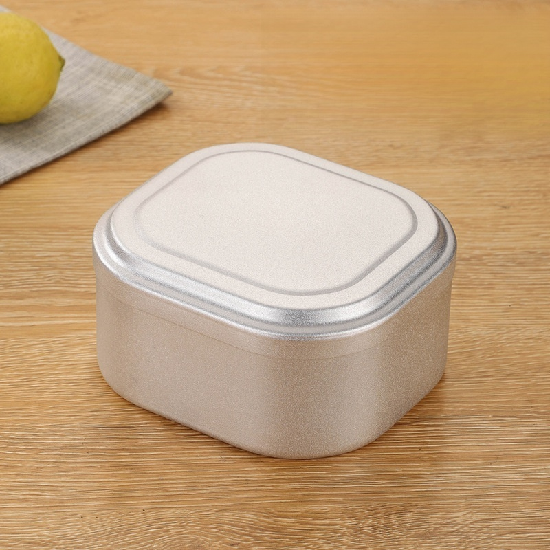 Quadratische Aluminium-Brotdose mit Griff