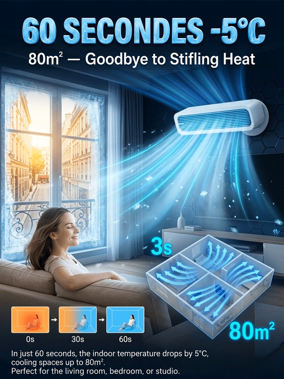 【60 seconds to cool down the entire room】Tower fan with dual-use standing and lying functions