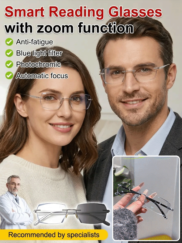 Anti-blue light automatic zoom reading glasses