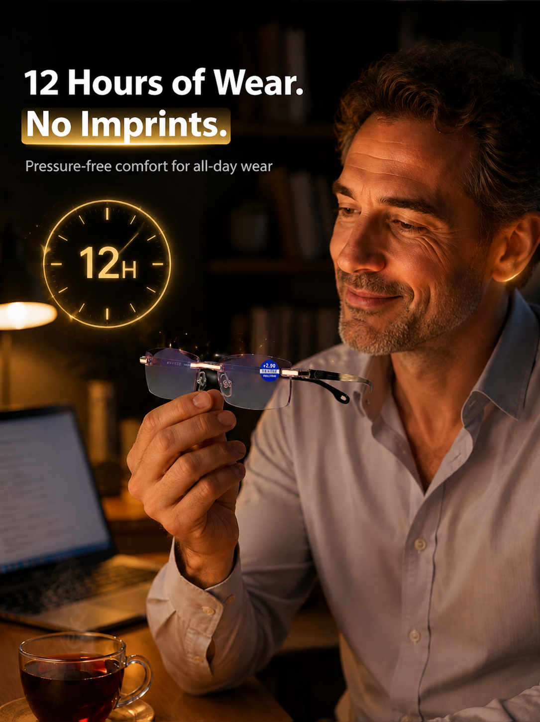 Diamond-cut anti-blue light reading glasses