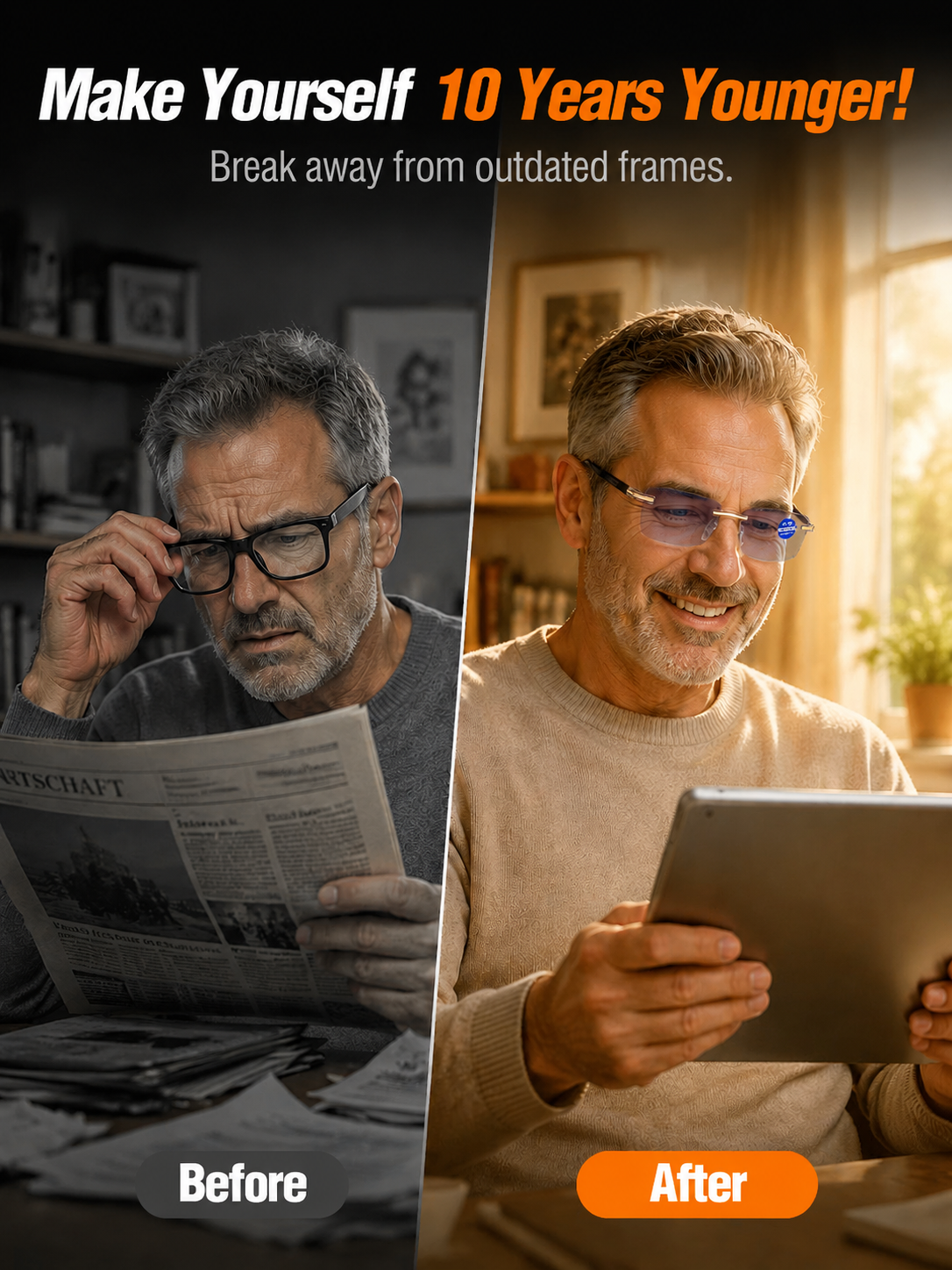 Diamond-cut anti-blue light reading glasses