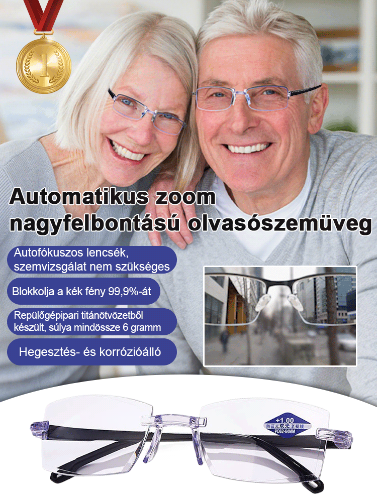 2-az-1-ben HD Monitor és Olvasószemüveg - Automatikus Fókuszálással
