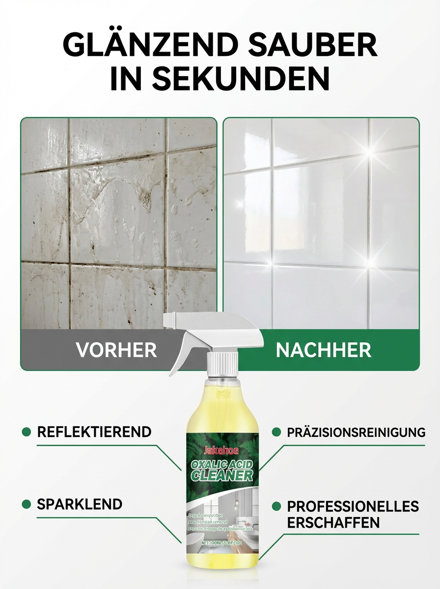 【Hochkonzentrierter Oxalsäure-Reiniger】 Stark gegen Schmutz & Kalk – Ein Sprühen & Wischen reicht! Ideal für Bad, Fliesen, Toilette & Glas.