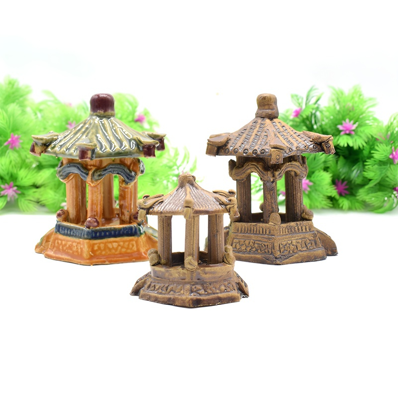 Aquarium Landschaftsgestaltung Sechseck-Pavillon Dekoration