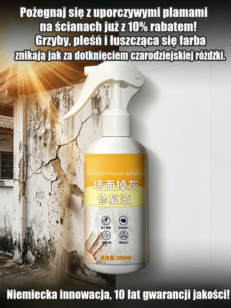 Wodoodporny Spray Naprawczy do Ścian | Błyskawicznie Usuwa Pęknięcia i Pleśń (-50%)