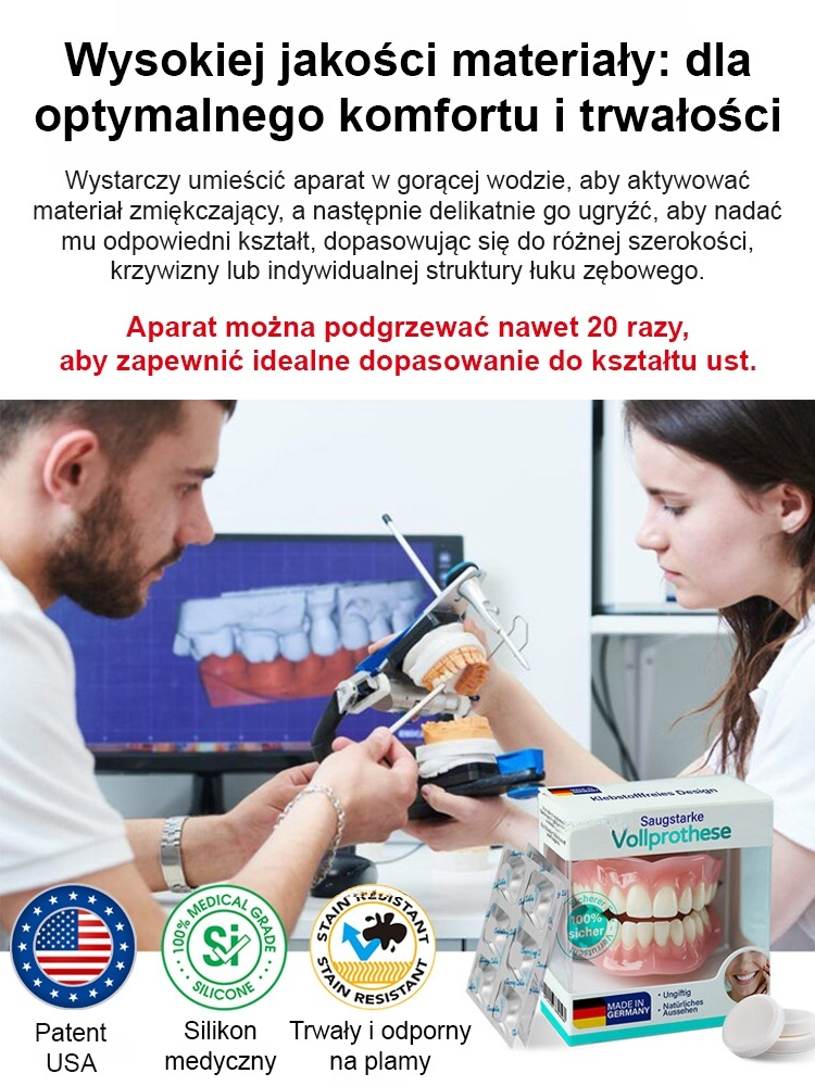 👍Wygodna Proteza Zębowa Bez Kleju | Naturalny Uśmiech + Przenośne Etui