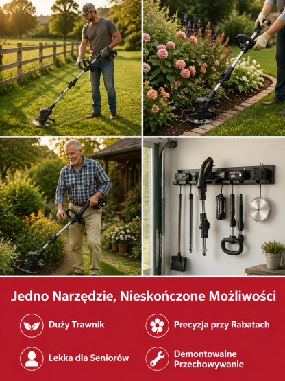 Ultralekka Kosiarka Akumulatorowa 3 w 1 – Bez Wysiłku i Bólu Pleców