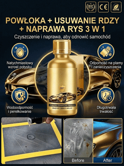 Powłoka Ceramiczna 3w1: Naprawa Rys, Nabłyszczanie i 180 Dni Ochrony Lakieru