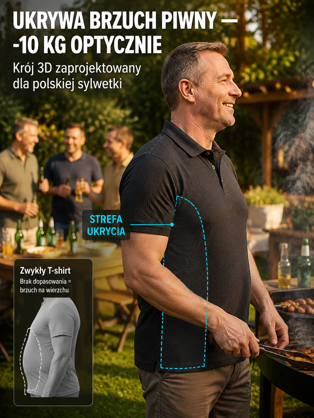 Oddychający T-shirt Męski z Jedwabiu Bambusowego – Chłodzący i Przeciw Poceniu z Bambusa Duże Rozmiary M-5XL