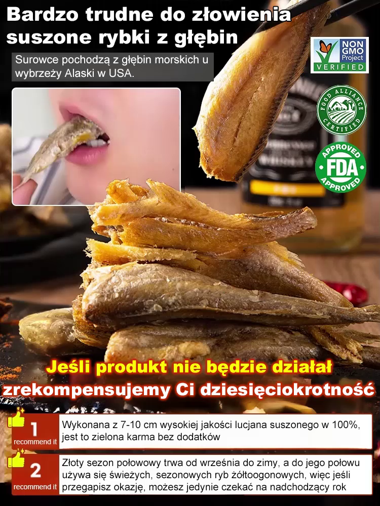 Chrupiące Suszone Ryby Morskie (100% Naturalne) – Do Spożycia w Całości, Bez Ości