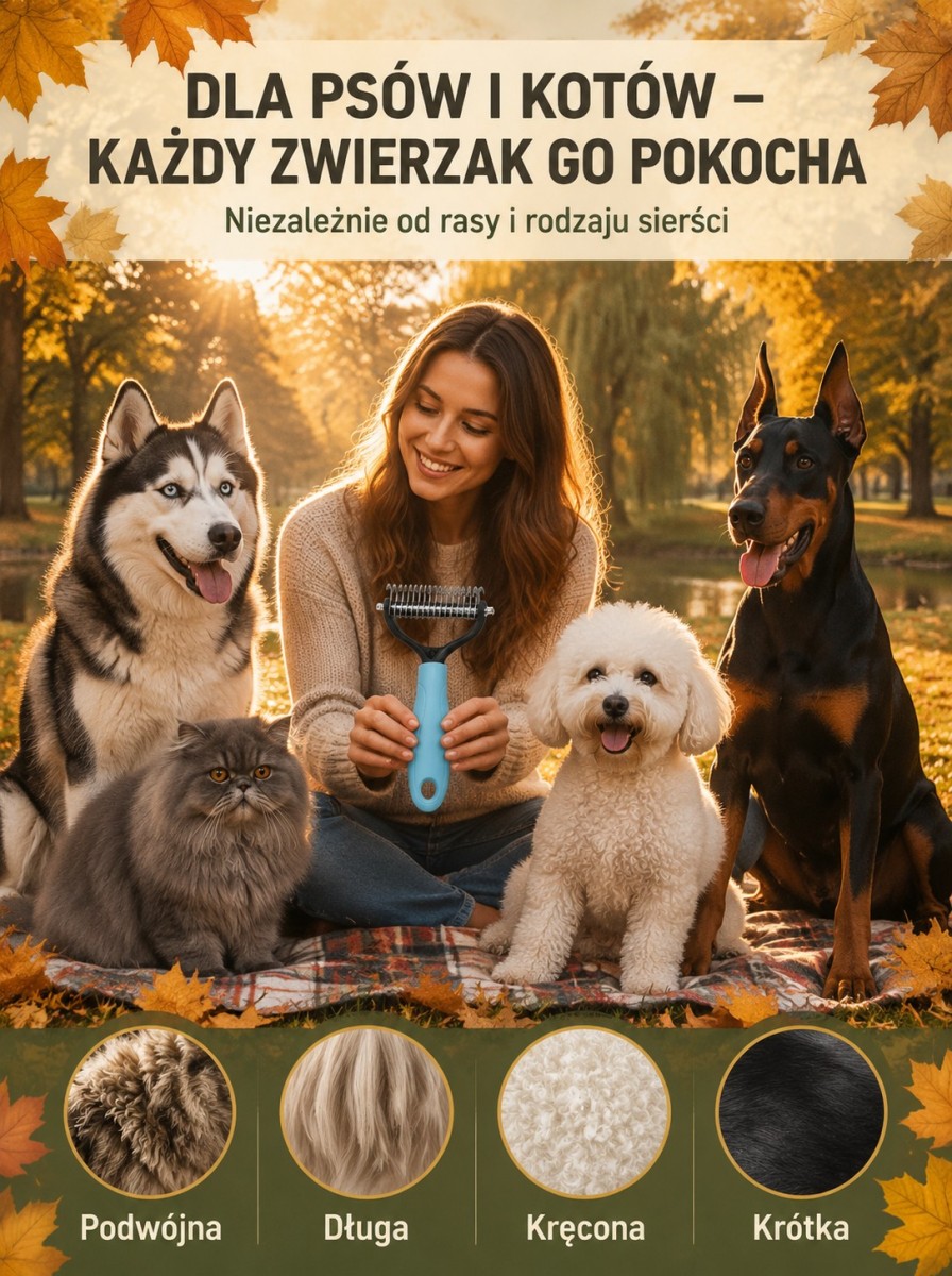 Dwustronny grzebień dla zwierząt.