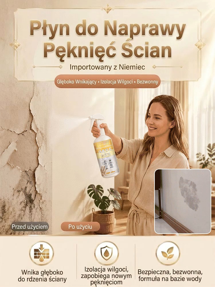 Wodoodporny Spray Naprawczy do Ścian | Błyskawicznie Usuwa Pęknięcia i Pleśń (-50%)