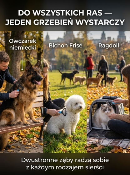 Dwustronny grzebień dla zwierząt.