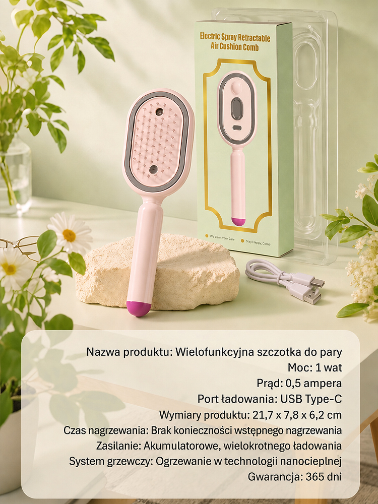 [-50%] Szczotka SPA 3w1: Mgiełka, LED i gładkie włosy