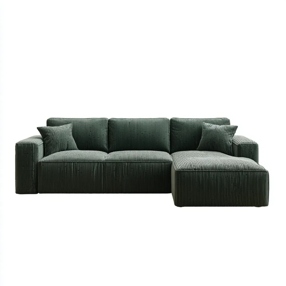 Divano angolare in velluto 280x180x85 cm – Verde scuro – Design moderno WQ0706193