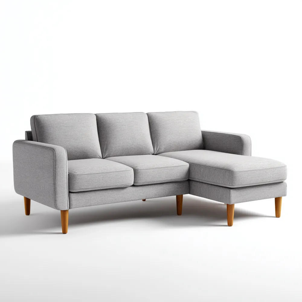 Divano angolare in tessuto 220x150x85 cm – Grigio Chiaro – Design moderno RO6979595