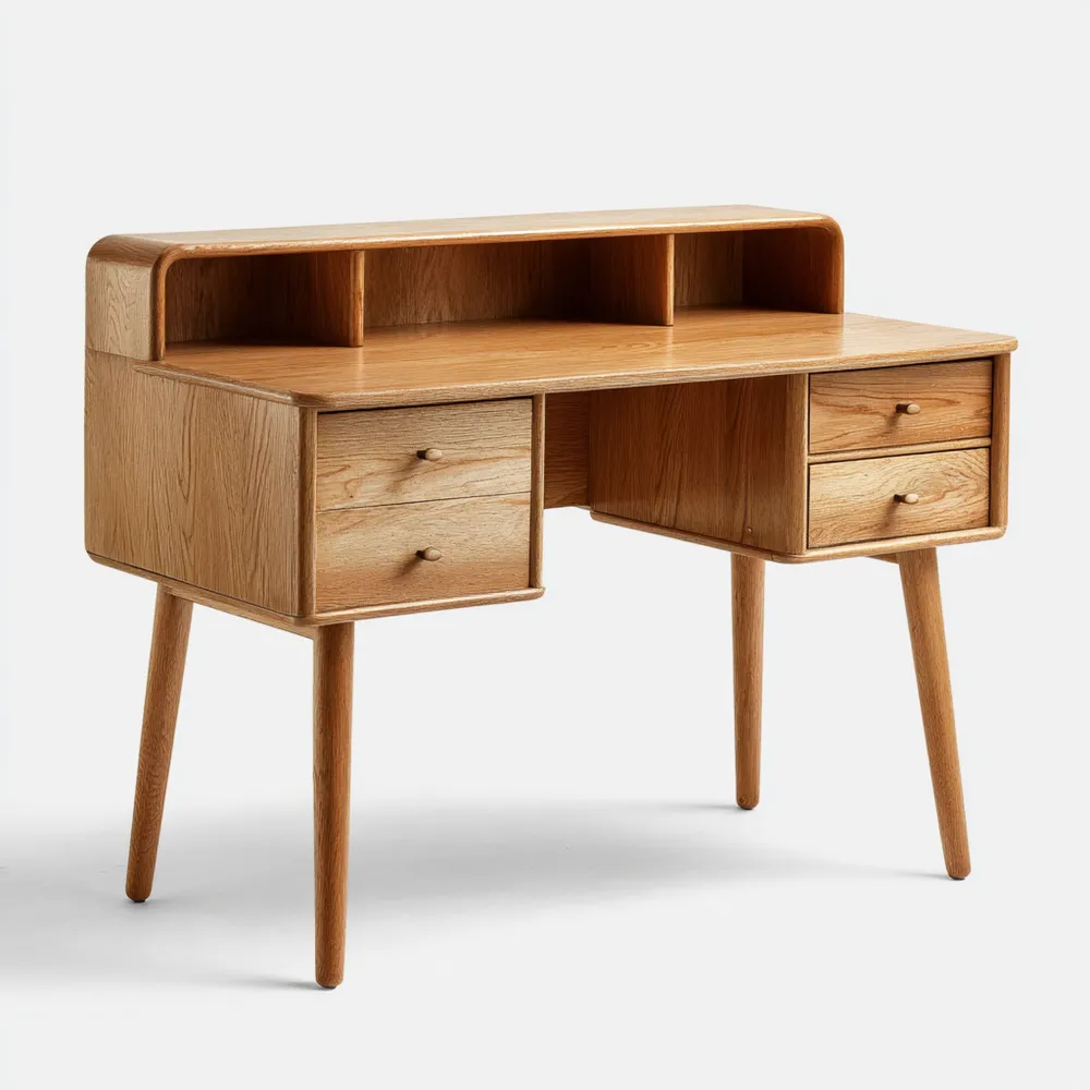 Scrivania in Legno Massello Design Retrò – 120x60x75 cm – Naturale AP5089823
