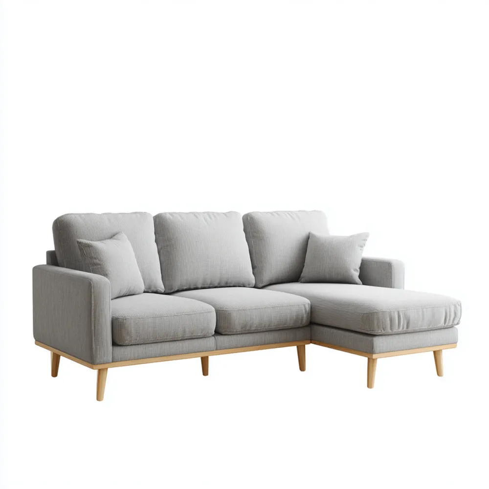 Divano angolare imbottito in tessuto 230x85x150 cm – Grigio chiaro – Design moderno AM3059441