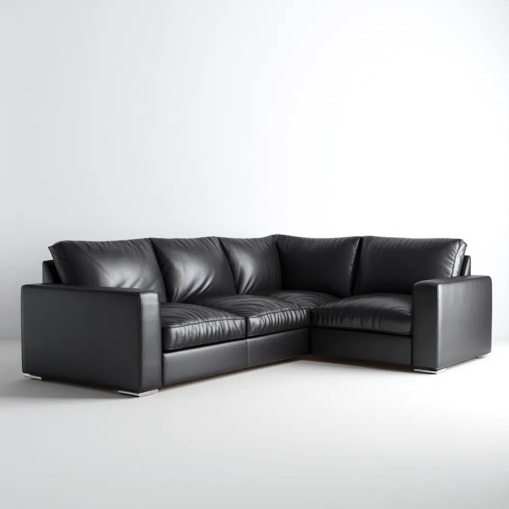 Divano angolare in pelle 250x200x85 cm - Design moderno - Nero VE1681686