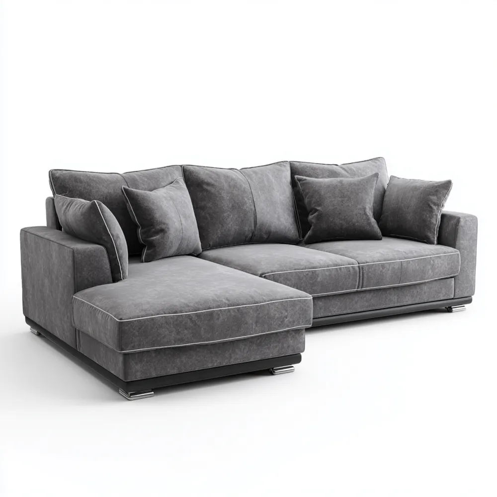 Divano angolare in tessuto 250x150x85 cm – Grigio – Design moderno SH0049657